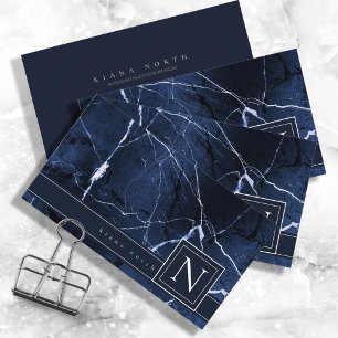 Einfach Monogarm blau und weiß gestalten ID672 Visitenkarte