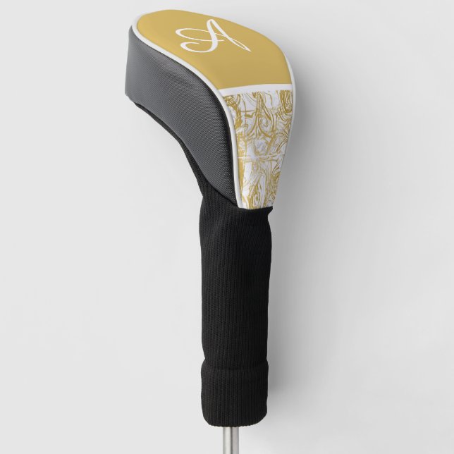 Einfach Monogram Gold White Marmor marbeln Golf Headcover (angewinkelt)