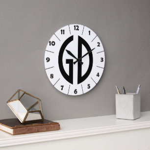 Einfach Monogramm Ideen 1 Große Wanduhr
