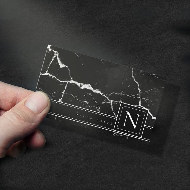 Einfach Monogramm Schwarz-weißen Std.-ID672 marbel Visitenkarte (Von Creator hochgeladen)