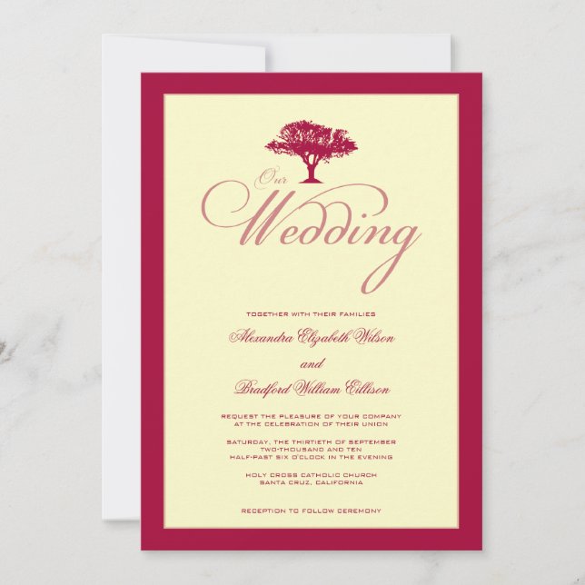 Einfach Nature Red Tree Formal Wedding Einladung (Vorderseite)