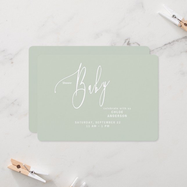 Einfach neutrale Babydusche einladen Einladung (Vorderseite/Rückseite Beispiel)