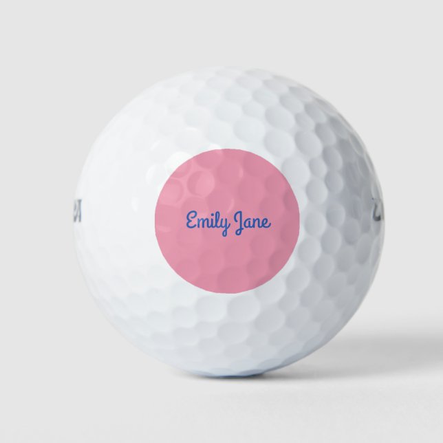 Einfach Niedlich Blau und Rosa Personalisiert Golfball (Vorderseite)