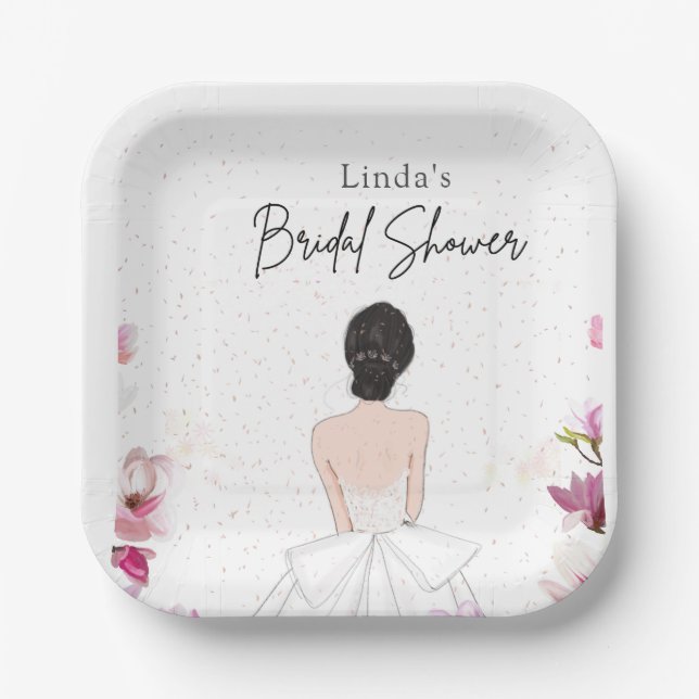 Einfach niedliche Brautpaare.Dusche Pappteller (Vorderseite)