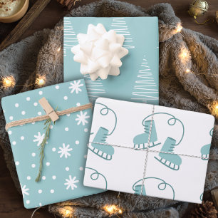 Einfach Niedlicher Blue Green Weihnachtsurlaub Geschenkpapier Set