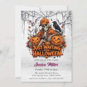 Einfach nur auf Halloween warten Cooler Skelett- Einladung