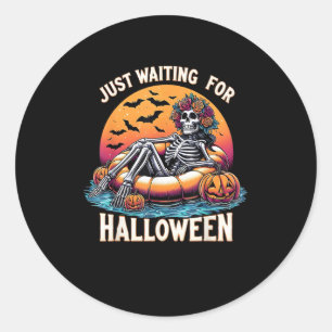 Einfach nur aufs Halloween-Skelett mit gruseliger Runder Aufkleber