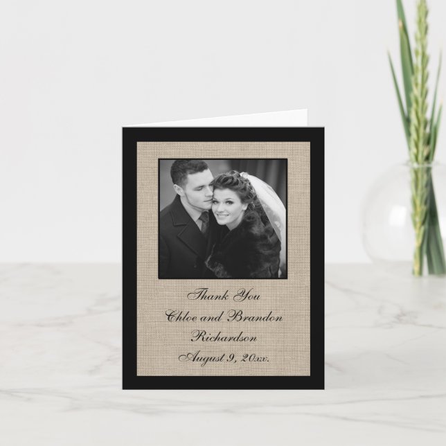 Einfach perfekt Burlap Vielen Dank Karte (Vorderseite)