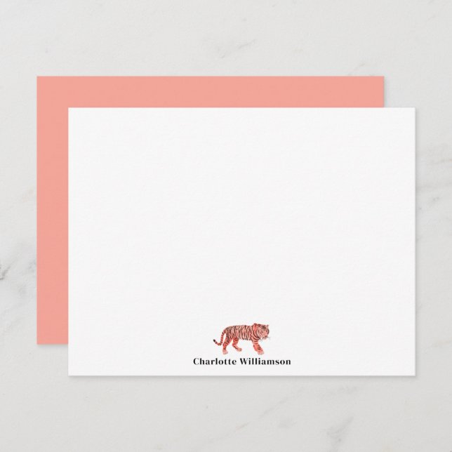 Einfach Personalisierte Stationery Pink Tiger Mitteilungskarte (Vorne/Hinten)