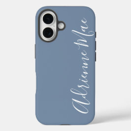 Einfach Personalisierter Monogramm-Name Dusty Blue iPhone 16 Hülle