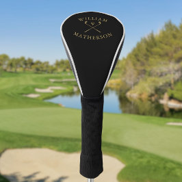 Einfach Personalisierter Name Golfklubs Black and Golf Headcover