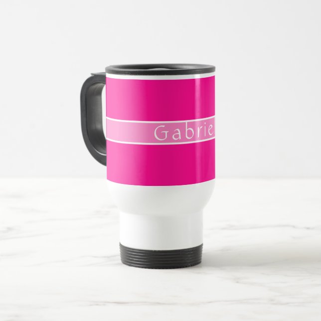 Einfach Personalisiertes Hot Pink Reisebecher (Vorderseite Links)