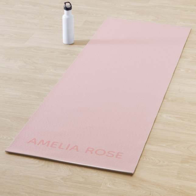 Einfach Personalisiertes Quarz Rosa auf Rosa Yogamatte (Beispiel)