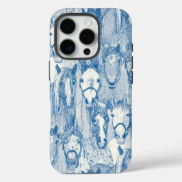einfach Pferde kobaltblau halbe Perle iPhone 16 Pro Hülle