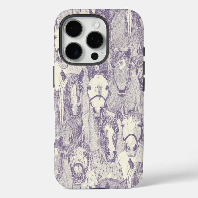 einfach Pferde violette Perle Case-Mate iPhone Hülle (Rückseite)