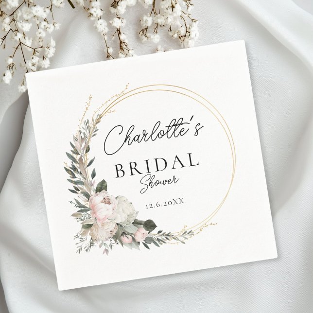 Einfach, Pfirsiche, Eukalyptus, Brautparty Serviette (Personalized, Simple, peony, eucalyptus, Bridal Shower Napkins)