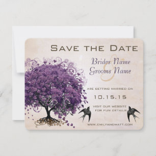 Einfach Pfirsichfarbener Purple Heart Leaf Tree Sa Save The Date