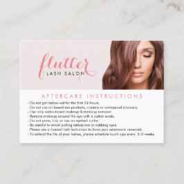 Einfach Pink Lash Salon Aftercare Card Visitenkarte