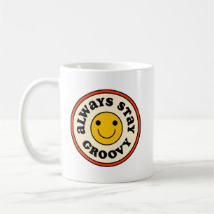 Einfach Positiv Vibes Retro Style Smiley Vintag Kaffeetasse