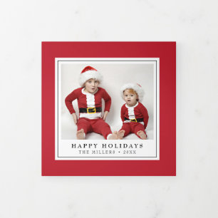 Einfach Red Christmas Holiday Trifold Foto Card Dreifach Gefaltete Urlaubskarte