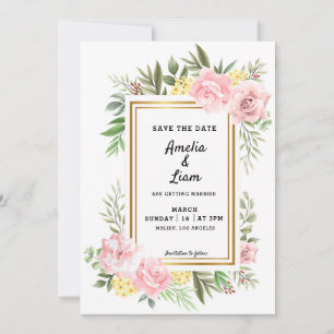 Einfach Romantisch Rosa Rose Floral Flora Hochzeit Save The Date