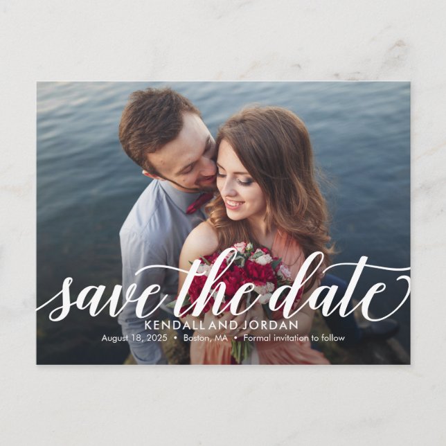 Einfach romantische EDITABLE-FARBE Save the Date Postkarte (Vorderseite)