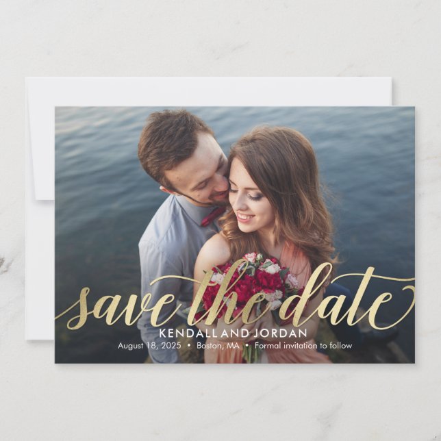 Einfach Romantische Save the Date Karte (Vorderseite)