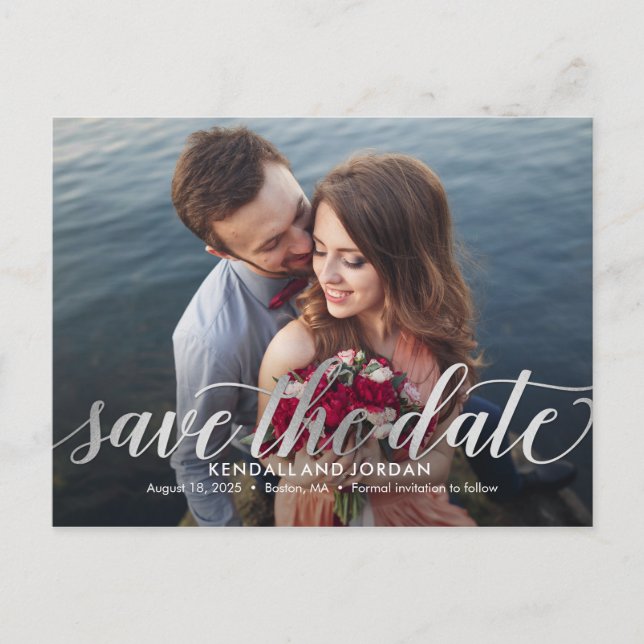 Einfach romantische Save the Date Postkarte (Vorderseite)
