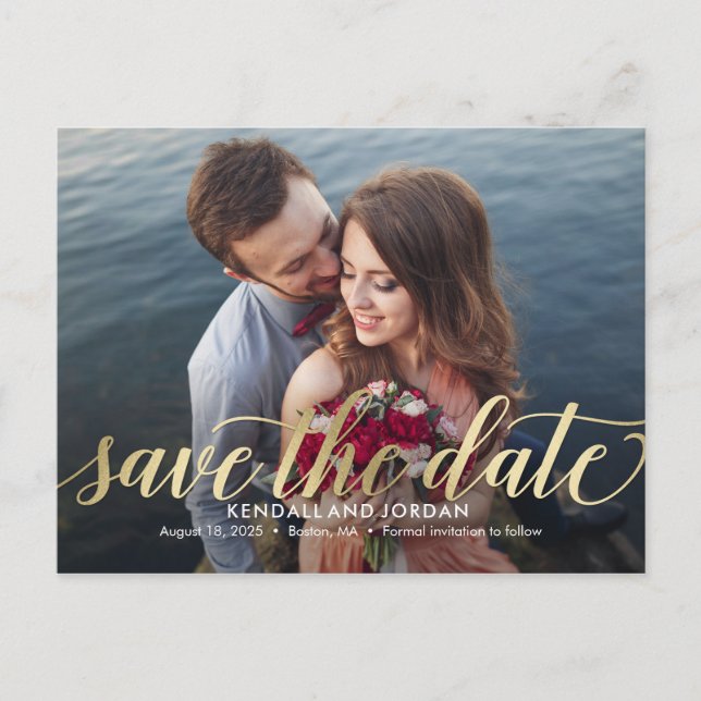 Einfach romantische Save the Date Postkarte (Vorderseite)