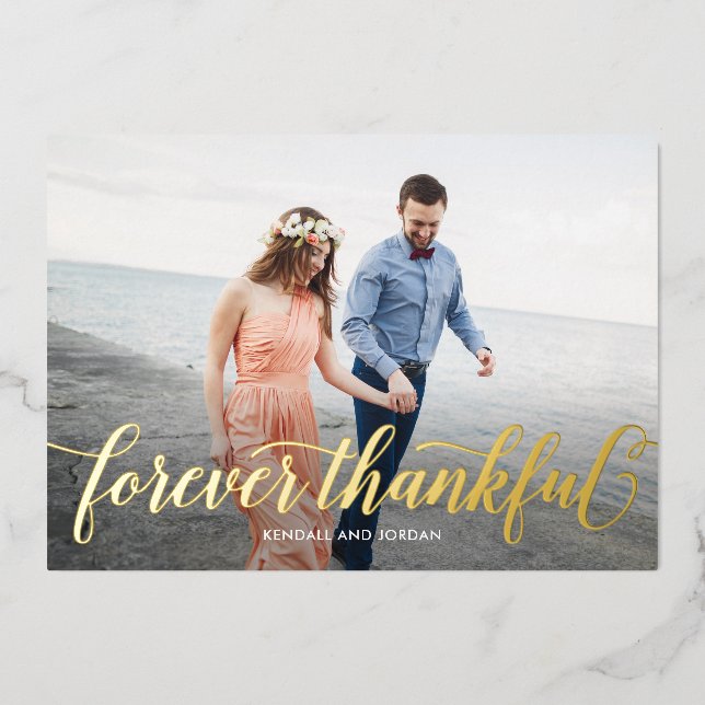 Einfach Romantisches REAL FOIL Foto Dankeschön Car Folieneinladung (Vorderseite)