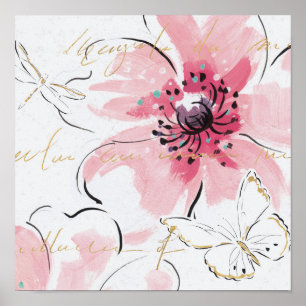 Einfach rosa   Aquarellblume Poster