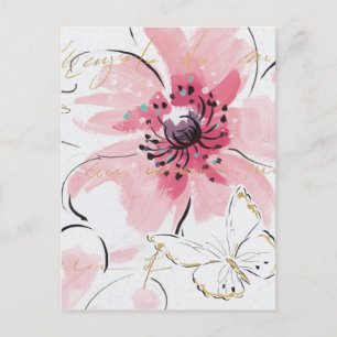 Einfach rosa   Aquarellblume Postkarte