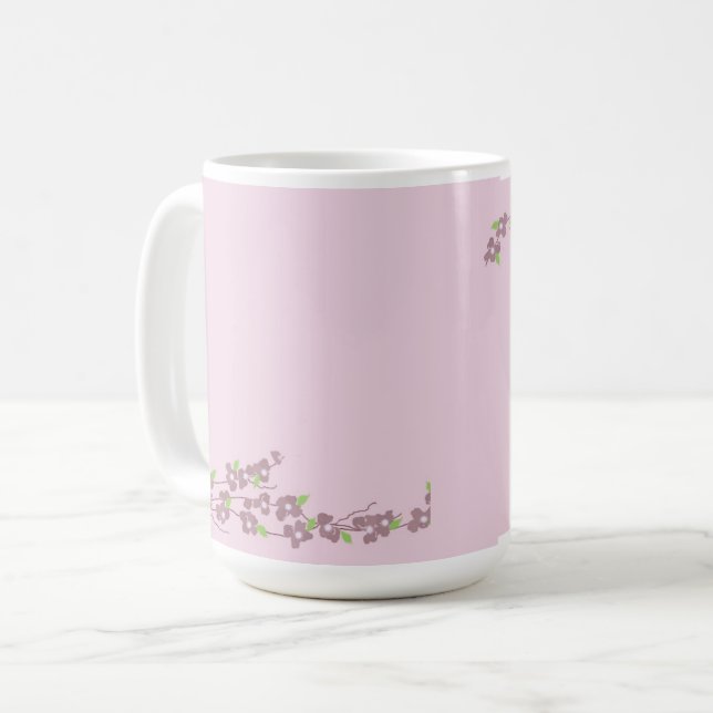 Einfach rosa Blüten Kaffeetasse (Vorderseite Links)