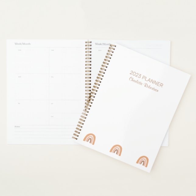 Einfach rosa Boho Rainbow Personalisiert Planer (Anzeige)