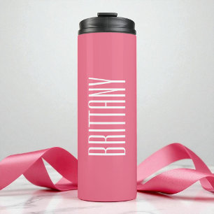 Einfach Rosa Brautjungfer Personalisierter Name Mi Thermosbecher