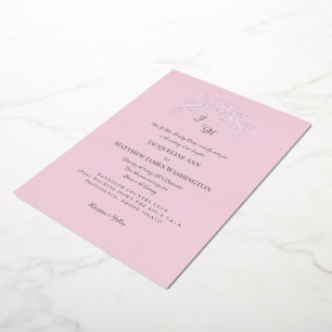 Einfach rosa Elegantes Vintages Silber Folieneinladung