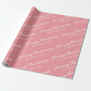 Einfach rosa, frohe Weihnachtsfamilie Geschenkpapier