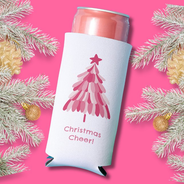 Einfach rosa, fröhlicher Weihnachtsbaum Selters Dosenkühler (Add some Christmas Cheer to your Christmas beer with our fun Holiday Season Can Cooler range. )