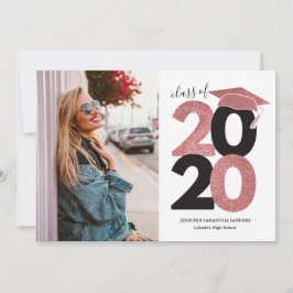 Einfach rosa Glitzer Girl Cap Foto Abschluss Ankündigung