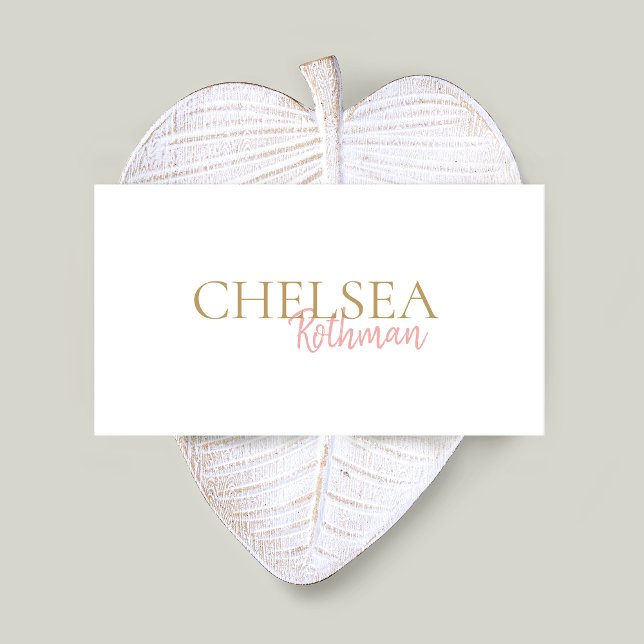 Einfach rosa handgeschriebener Script-Schriftart Visitenkarte (Von Creator hochgeladen)