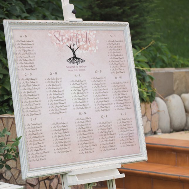 Einfach rosa Heart Leaf Tree Love Bird Wedding Poster (Von Creator hochgeladen)