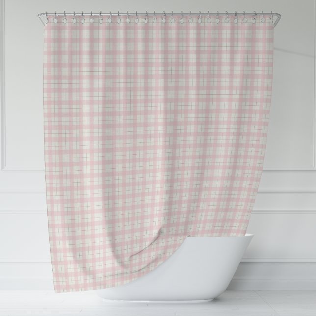 Einfach rosa Karierter Bauernhof Duschvorhang (Simple Pink Plaid Farmhouse Shower Curtain)