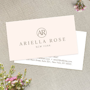Einfach rosa Monogramm Beruflich Minimalistisch Visitenkarte
