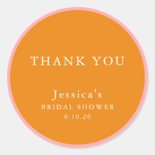Einfach rosa Orange Brautparty Vielen Dank Runder Aufkleber