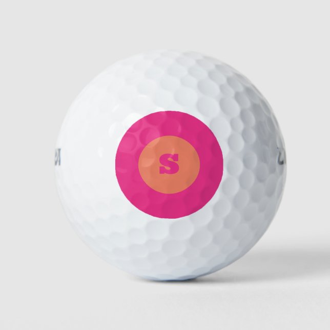 Einfach rosa Orange Monogram Modern Stilvoll kühl Golfball (Vorderseite)