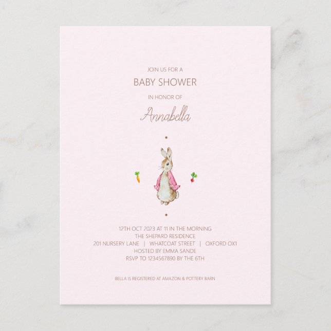 Einfach rosa Peter der Kaninchen Postkarte (Vorderseite)