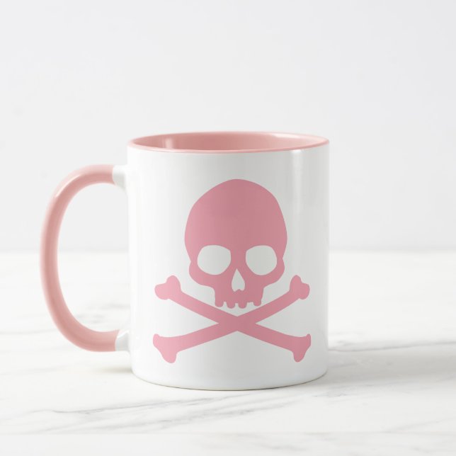 Einfach rosa Schädel und Querknochen Tasse (Links)