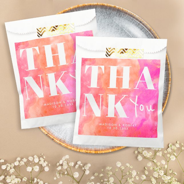 Einfach Rosa und Orange kühne Chic Danke Hochzeit Geschenktütchen (Von Creator hochgeladen)