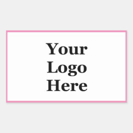 Einfach Rosa und Weiß Ihr Logo hier Vorlage Rechteckiger Aufkleber