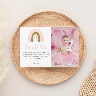 Einfach rosa Wasserfarbe Rainbow Birthday Dankeskarte